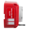 Side view of the evacuator synergy+ wireless site alarm automatic heat detector in red with auto detection label visible