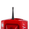 Close-up aerial photo of the evacuator synergy+ wireless sounder strobe showing the red casing and top antenna