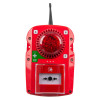 Red Fmcsynptg Evacuator Synergy Tough Guard Front with clear push panel and antenna on white background