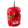Red Fmcsynptg Evacuator Synergy Wireless Tg Extra Tough Call Point Site Alarm Sounder Strobe Angled with antenna and push button