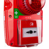 Close-up image of the Fmcsynptg Evacuator Synergy Wireless Tg Extra Tough Call Point Site Alarm Sounder Strobe Bottom in red