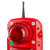 Close-up of the red Fmcsynptg Evacuator Synergy Wireless Tg Extra Tough Call Point Site Alarm Sounder Strobe Top showing buttons and antenna