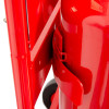 Close-up of the Fmctf7 Flatpack Double Extinguisher Trolley Backboard Bracket holding a red extinguisher cylinder