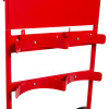 Red Fmctf7 Flatpack Double Extinguisher Trolley Backboard Brackets showing two curved metal holders attached to a flat frame