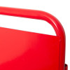 Closeup of the red backboard on the Fmctf7 Flatpack Double Extinguisher Trolley showing metal construction