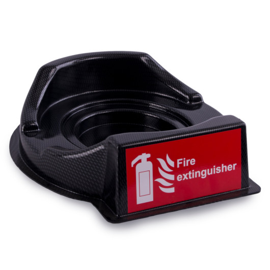 Angled view of a universal double firepoint with a red fire extinguisher sign on the front panel