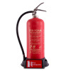 universal double firepoint shown in use with a red fire extinguisher standing in its black holder with a fire extinguisher label