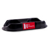 angled view of the universal double firepoint showing its black base and a red fire extinguisher label