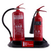 Universal double firepoint showing two red fire extinguishers labelled Water Mist and Carbon Dioxide on a black tray