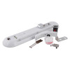 x alert fire extinguisher theft alarm wall bracket in white shown with keys, screws, mounting bracket, and battery