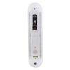 Front view of x alert fire extinguisher theft alarm wall bracket in white showing mounting and speaker area