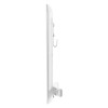 Side view of the x alert fire extinguisher theft alarm wall bracket in white showing a slim profile and mounting hook