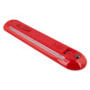Angled view of red x alert fire extinguisher theft alarm wall bracket showing its slim rectangular shape