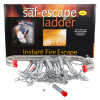 saf escape fire ladder metal parts and chains laid out in front of black and orange packaging box