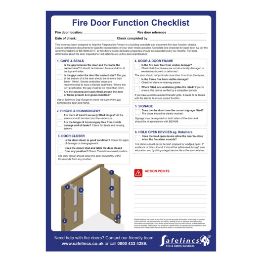 fire door function inspection checklist safelincs
