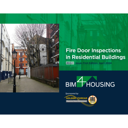Image of the Free Guide To Fire Door Inspections In Residential Buildings cover showing a residential street scene and guide title