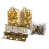 Contents showing fire door ball bearing hinges in brass finish with a packet of matching screws