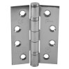 single fire door ball bearing hinge in satin stainless steel with six screw holes on each plate visible