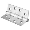 Angled view of a heavy duty fire door hinge set stainless steel showing the metal plates and pin mechanism