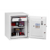 phoenix fire fighter ii 0441 key lock safe with door and drawer open showing items inside