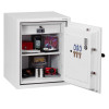phoenix fire fighter ii 0441 key lock showing a door open with shelves and various items inside the safe