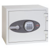 Front view of the phoenix titan 1281 electronic lock on a grey and white safe door