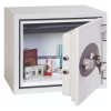 phoenix titan 1281 key lock showing a door opening with keys in the lock and contents inside the safe