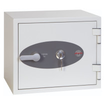 front view of phoenix titan 1281 key lock showing the lock and handle on a grey panel