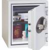 phoenix titan 1282 electronic lock on a door opening showing the contents inside a safe including a camera passport and phone