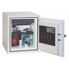 phoenix titan 1282 fingerprint lock safe shown with door open and keys hanging inside the door panel