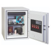 Open phoenix titan 1283 electronic lock showing items stored inside including camera passport watch and USB drives