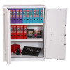 phoenix fire ranger 1512 s1 electronic lock safe with doors open showing shelves with files and small items inside