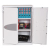 phoenix fire ranger 1512 s1 key lock cabinet with one door open showing contents on three shelves