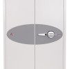 Front view of the phoenix fire ranger 1513 s1 electronic lock on a grey and white door panel