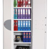 Phoenix fire ranger 1513 s1 key lock cabinet shown partially open with shelves and folders inside