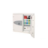 Phoenix fire commander pro 1921 electronic lock shown angled half open with shelves visible containing office files and boxes