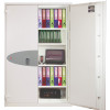 phoenix fire commander pro 1923 electronic lock cabinet half open showing shelves with files and laptop inside