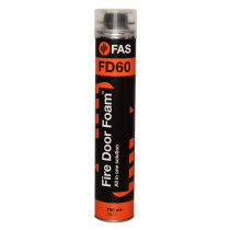 fas gun grade fire door foam can with black and orange label shown from the front