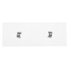 Front view of a clear acrylic panel with two chrome metal clips secured by screws.