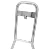 a close up shot of the top of a single metal fire extinguisher stand in chrome with a j-bracket fitted