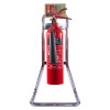 ultrafire single chrome fire extinguisher stand holding a red carbon dioxide extinguisher shown from the front with co2 label visible