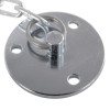 keeper plate 1 metre chain wall attachment showing round metal plate with three screw holes and attached chain ring