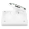 White Adjustable Keep Plate Side showing square base with four holes and angled round plate top