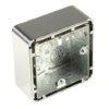 Assembled chrome surface mount kit showing square metal box with chrome finish and exposed inside