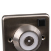 a close up of manual release button on the stainless steel decorative door holder