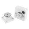 230v 200n conquest steel surface mounted door retainer kit showing main unit and magnetic mounting plate on white background