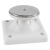 230v 200n conquest steel flush mounted door retainer showing an angled wall bracket with round steel plate on white base
