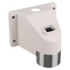 Gf3840501 24V 500N High Force Floor Mounted Door Retainer Angled in white with chrome base and mounting holes visible