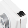 Close up of the black button on the white Gf3870351 Doormouse Wall Mounted Door Retainer 24V 200N