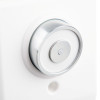 Closeup of Gf3870351 Doormouse Wall Mounted Door Retainer White 24V 200N showing round magnet and white plastic casing